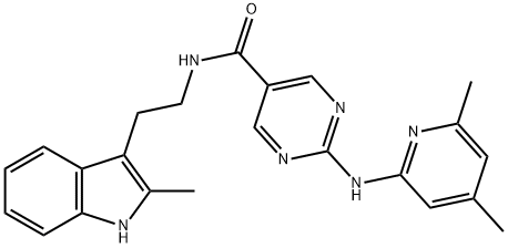 5-Pyrimidinecarboxamide, 2-[(4,6-dimethyl-2-pyridinyl)amino]-N-[2-(2-methyl-1H-indol-3-yl)ethyl]- Struktur