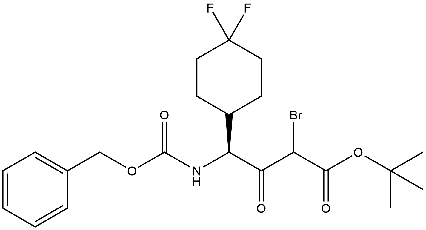 1,1-Dimethylethyl (γS)-α-bromo-4,4-difluoro-β-oxo-γ-[[(phenylmethoxy)carbonyl]amino]cyclohexanebutanoate Struktur