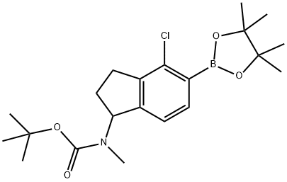 Carbamic acid, N-[4-chloro-2,3-dihydro-5-(4,4,5,5-tetramethyl-1,3,2-dioxaborolan-2-yl)-1H-inden-1-yl]-N-methyl-, 1,1-dimethylethyl ester Struktur