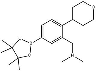 Benzenemethanamine, N,N-dimethyl-2-(tetrahydro-2H-pyran-4-yl)-5-(4,4,5,5-tetramethyl-1,3,2-dioxaborolan-2-yl)- Struktur