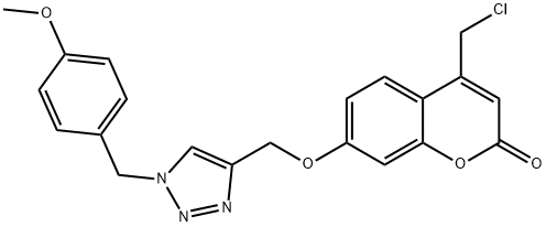 2H-1-Benzopyran-2-one, 4-(chloromethyl)-7-[[1-[(4-methoxyphenyl)methyl]-1H-1,2,3-triazol-4-yl]methoxy]- Struktur