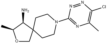 2-Oxa-8-azaspiro[4.5]decan-4-amine, 8-(6-chloro-5-methyl-1,2,4-triazin-3-yl)-3-methyl-, (3S,4S)- Struktur