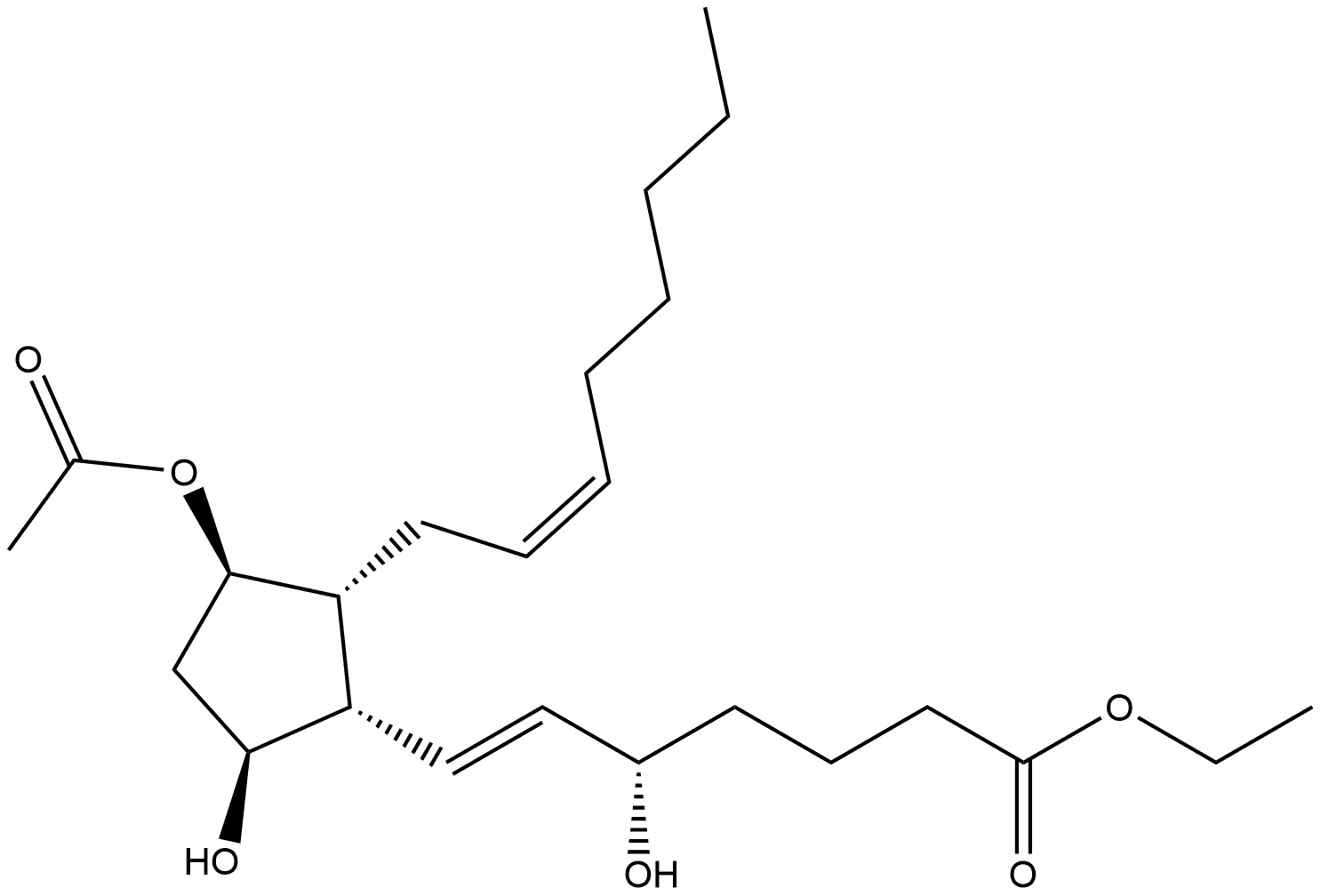 Prosta-6,14-dien-1-oic acid, 11-(acetyloxy)-5,9-dihydroxy-, ethyl ester, (5S,6E,8β,9α,11α,14Z)- (9CI) Struktur