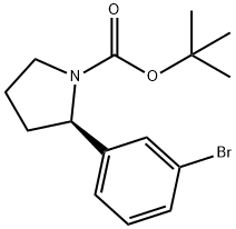 1-Pyrrolidinecarboxylic acid, 2-(3-bromophenyl)-, 1,1-dimethylethyl ester, (2R)- Struktur