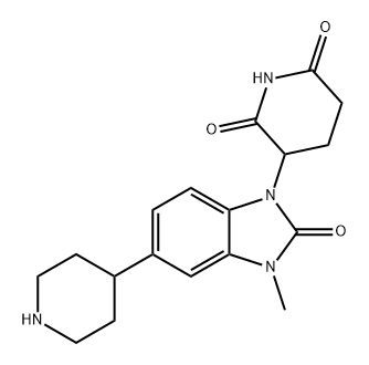 2,6-Piperidinedione, 3-[2,3-dihydro-3-methyl-2-oxo-5-(4-piperidinyl)-1H-benzimidazol-1-yl]- Struktur