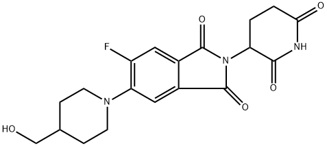 2-(2,6-dioxopiperidin-3-yl)-5-fluoro-6-(4-(hydroxymethyl)piperidin-1-yl)isoindoline-1,3-dione Struktur