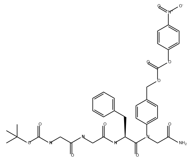 Glycinamide, N-[(1,1-dimethylethoxy)carbonyl]glycylglycyl-L-phenylalanyl-N-[4-[[[(4-nitrophenoxy)carbonyl]oxy]methyl]phenyl]- (9CI) Struktur