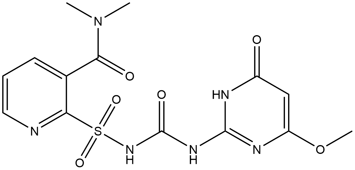 2-[[[[(1,6-Dihydro-4-methoxy-6-oxo-2-pyrimidinyl)amino]carbonyl]amino]sulfonyl]-N,N-dimethyl-3-pyridinecarboxamide Struktur