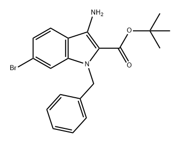 1H-Indole-2-carboxylic acid, 3-amino-6-bromo-1-(phenylmethyl)-, 1,1-dimethylethyl ester Struktur