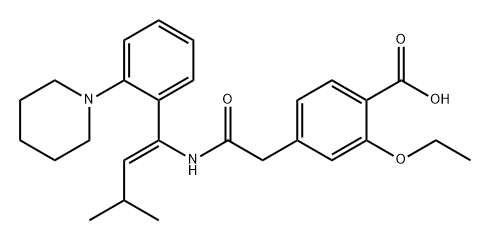 Benzoic acid, 2-ethoxy-4-[2-[[(1Z)-3-methyl-1-[2-(1-piperidinyl)phenyl]-1-buten-1-yl]amino]-2-oxoethyl]- Struktur