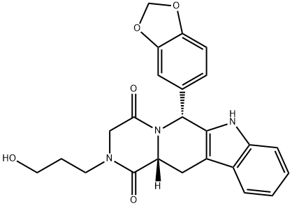 Pyrazino[1',2':1,6]pyrido[3,4-b]indole-1,4-dione, 6-(1,3-benzodioxol-5-yl)-2,3,6,7,12,12a-hexahydro-2-(3-hydroxypropyl)-, (6R,12aR)- Struktur