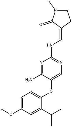 2-Pyrrolidinone, 3-[[[4-amino-5-[4-methoxy-2-(1-methylethyl)phenoxy]-2-pyrimidinyl]amino]methylene]-1-methyl-, (3Z)- Struktur