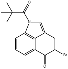 Benz[cd]indol-5(1H)-one, 4-bromo-1-(2,2-dimethyl-1-oxopropyl)-3,4-dihydro- Struktur