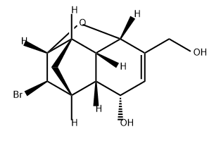 2,4-Methanoindeno[7,1-bc]furan-7-methanol, 8-bromo-2,2a,3,4,4a,5,7a,7b-octahydro-5-hydroxy-, (2R,2aS,4R,4aS,5R,7aS,7bS,8R)- Struktur