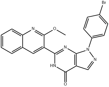 4H-Pyrazolo[3,4-d]pyrimidin-4-one, 1-(4-bromophenyl)-1,5-dihydro-6-(2-methoxy-3-quinolinyl)- Struktur