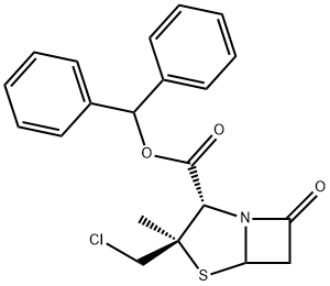 4-Thia-1-azabicyclo[3.2.0]heptane-2-carboxylic acid, 3-(chloromethyl)-3-methyl-7-oxo-, diphenylmethyl ester, (2S,3R)- Struktur