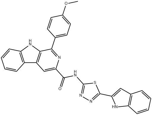 9H-Pyrido[3,4-b]indole-3-carboxamide, N-[5-(1H-indol-2-yl)-1,3,4-thiadiazol-2-yl]-1-(4-methoxyphenyl)- Struktur