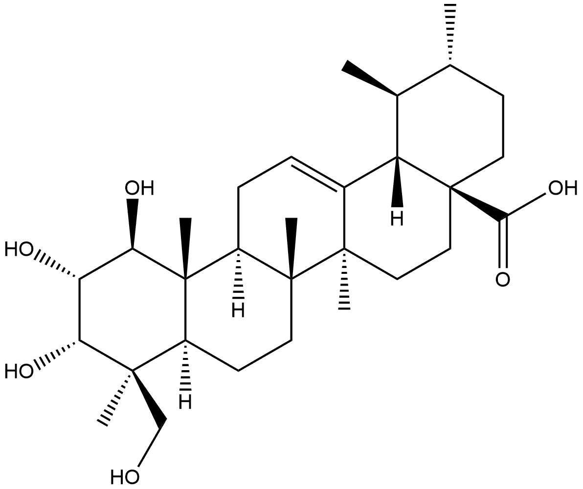 Urs-12-en-28-oic acid, 1,2,3,23-tetrahydroxy-, (1β,2α,3α,4β)- Struktur