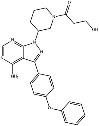 1-Propanone, 1-[3-[4-amino-3-(4-phenoxyphenyl)-1H-pyrazolo[3,4-d]pyrimidin-1-yl]-1-piperidinyl]-3-hydroxy- Struktur