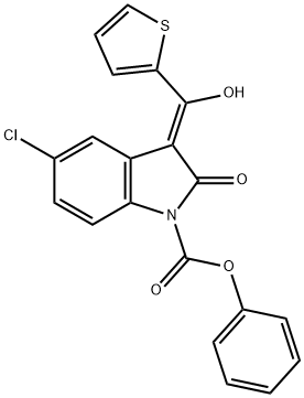 1H-Indole-1-carboxylic acid, 5-chloro-2,3-dihydro-3-(hydroxy-2-thienylmethylene)-2-oxo-, phenyl ester, (3Z)- Struktur