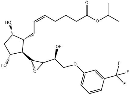 5-Heptenoic acid, 7-[(1R,2R,3R,5S)-3,5-dihydroxy-2-[(2R)-3-[(1S)-1-hydroxy-2-[3-(trifluoromethyl)phenoxy]ethyl]-2-oxiranyl]cyclopentyl]-, 1-methylethyl ester, (5Z)- Struktur