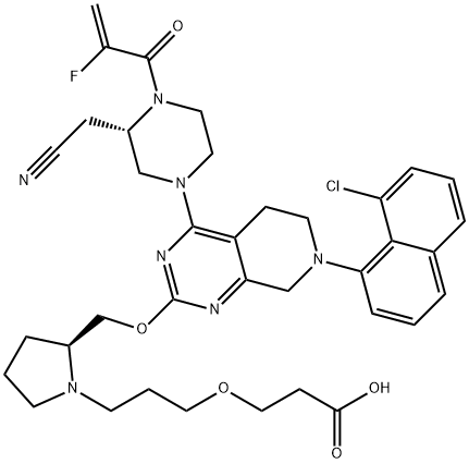 3-[3-[(2S)-2-[[[7-(8-chloro-1-naphthalenyl)-4-[(3S)-3-(cyanomethyl)-4-(2-fluoro-1-oxo-2-propen-1-yl)-1-piperazinyl]-5,6,7,8 Struktur