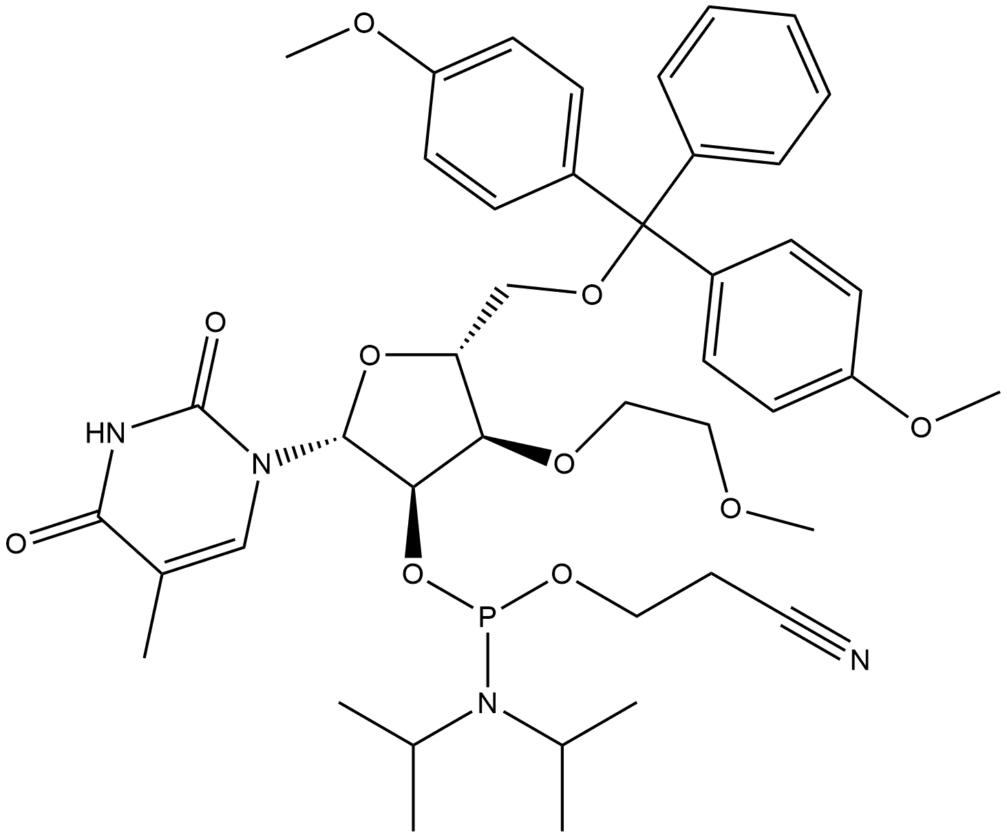 3'-O-MOE-5MeU-2'-phosphoramidite Struktur