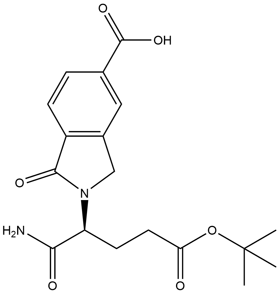 2-(1,1-Dimethylethyl) (γS)-γ-(aminocarbonyl)-5-carboxy-1,3-dihydro-1-oxo-2H-isoindole-2-butanoate Struktur