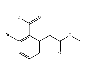 Benzeneacetic acid, 3-bromo-2-(methoxycarbonyl)-, methyl ester Struktur