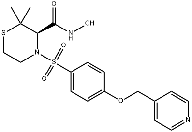 (3R)-N-Hydroxy-2,2-dimethyl-4-[[4-(4-pyridinylmethoxy)phenyl]sulfonyl]-3-thiomorpholinecarboxamide Struktur