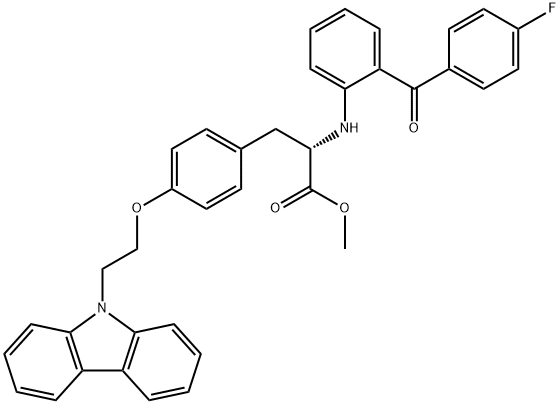 O-[2-(9H-Carbazol-9-yl)ethyl]-N-[2-(4-fluorobenzoyl)phenyl]tyrosine methyl ester Struktur