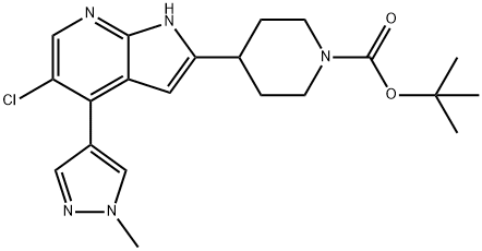 1,1-Dimethylethyl 4-[5-chloro-4-(1-methyl-1H-pyrazol-4-yl)-1H-pyrrolo[2,3-b]pyridin-2-yl]-1-piperidinecarboxylate Struktur