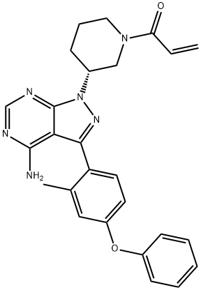 2-Propen-1-one, 1-[(3R)-3-[4-amino-3-(2-methyl-4-phenoxyphenyl)-1H-pyrazolo[3,4-d]pyrimidin-1-yl]-1-piperidinyl]- Struktur