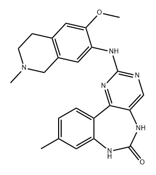 6H-Pyrimido[5,4-d][1,3]benzodiazepin-6-one, 5,7-dihydro-9-methyl-2-[(1,2,3,4-tetrahydro-6-methoxy-2-methyl-7-isoquinolinyl)amino]- Struktur