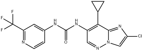 Urea, N-(2-chloro-8-cyclopropylimidazo[1,2-b]pyridazin-7-yl)-N'-[2-(trifluoromethyl)-4-pyridinyl]- Struktur