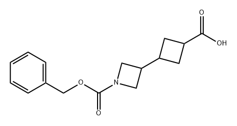 1-Azetidinecarboxylic acid, 3-(3-carboxycyclobutyl)-, 1-(phenylmethyl) ester Struktur