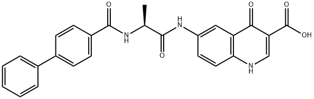 3-Quinolinecarboxylic acid, 6-[[(2S)-2-[([1,1'-biphenyl]-4-ylcarbonyl)amino]-1-oxopropyl]amino]-1,4-dihydro-4-oxo- Struktur