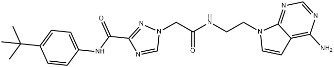 1H-1,2,4-Triazole-1-acetamide, N-[2-(4-amino-7H-pyrrolo[2,3-d]pyrimidin-7-yl)ethyl]-3-[[[4-(1,1-dimethylethyl)phenyl]amino]carbonyl]- Struktur