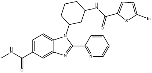 1H-Benzimidazole-5-carboxamide, 1-[3-[[(5-bromo-2-thienyl)carbonyl]amino]cyclohexyl]-N-methyl-2-(2-pyridinyl)- Struktur