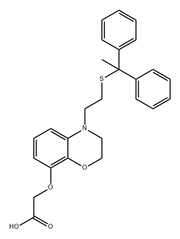 Acetic acid, 2-[[4-[2-[(1,1-diphenylethyl)thio]ethyl]-3,4-dihydro-2H-1,4-benzoxazin-8-yl]oxy]- Struktur