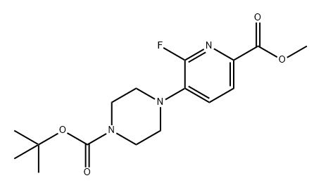 1-Piperazinecarboxylic acid, 4-[2-fluoro-6-(methoxycarbonyl)-3-pyridinyl]-, 1,1-dimethylethyl ester Struktur