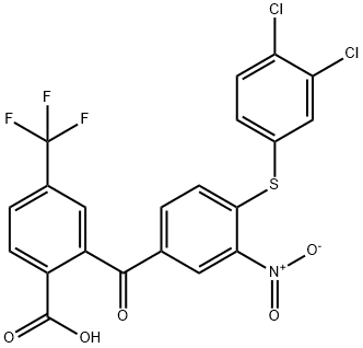 Benzoic acid, 2-[4-[(3,4-dichlorophenyl)thio]-3-nitrobenzoyl]-4-(trifluoromethyl)- Struktur