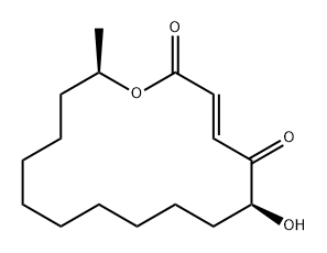 Oxacyclohexadec-3-ene-2,5-dione, 6-hydroxy-16-methyl-, (3E,6S,16R)- Struktur