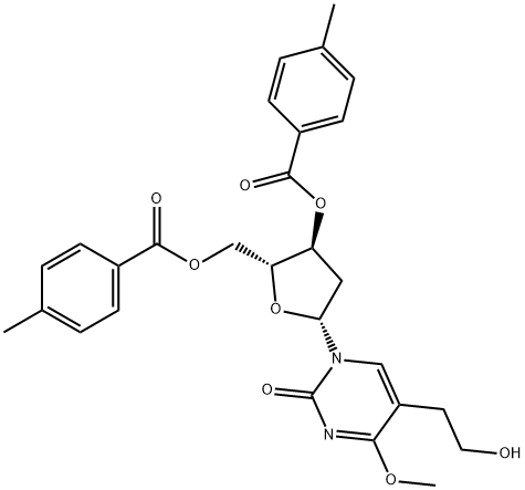 Uridine, 2'-deoxy-5-(2-hydroxyethyl)-4-O-methyl-, 3',5'-bis(4-methylbenzoate) (9CI)