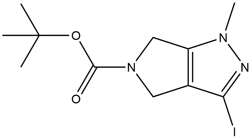 tert-butyl 3-iodo-1-methyl-1H,4H,5H,6H-pyrrolo[3,4-c]pyrazole-5-carboxylate Struktur