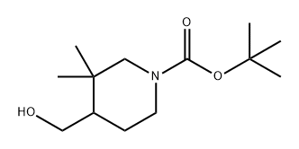 1-Piperidinecarboxylic acid, 4-(hydroxymethyl)-3,3-dimethyl-, 1,1-dimethylethyl ester Struktur