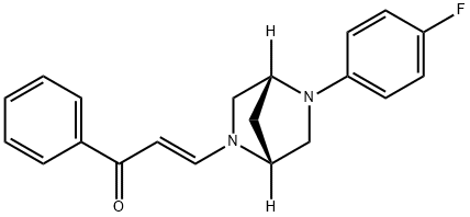 2-Propen-1-one, 3-[(1R,4R)-5-(4-fluorophenyl)-2,5-diazabicyclo[2.2.1]hept-2-yl]-1-phenyl-, (2E)- Struktur