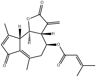 2-Butenoic acid, 3-methyl-, (3aR,4S,9aS,9bR)-2,3,3a,4,5,7,9a,9b-octahydro-6,9-dimethyl-3-methylene-2,7-dioxoazuleno[4,5-b]furan-4-yl ester Struktur