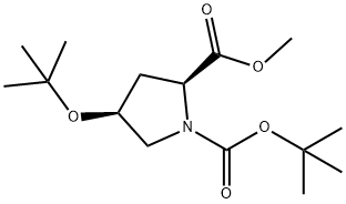 1,2-Pyrrolidinedicarboxylic acid, 4-(1,1-dimethylethoxy)-, 1-(1,1-dimethylethyl) 2-methyl ester, (2S,4S)- Struktur