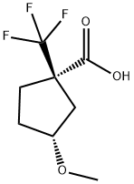 Cyclopentanecarboxylic acid, 3-methoxy-1-(trifluoromethyl)-, (1R,3R)- Struktur